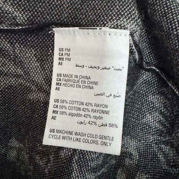 JM Collection Petite Printed Open Front Cardigan Medium Deep Black Combo Classic - Picture 4 of 5